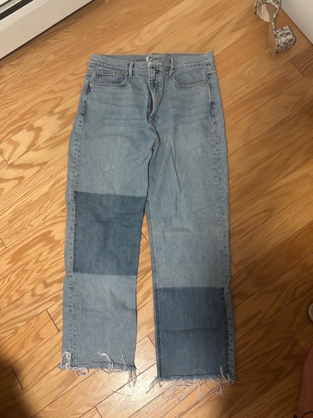 LOFT Two-Tone Light and Dark Blue Boyfriend Jeans